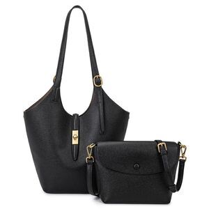 8341 2 Pcs Slouchy Bucket Bag Trendy PU Leather Hobo Bags Underarm Shoulder